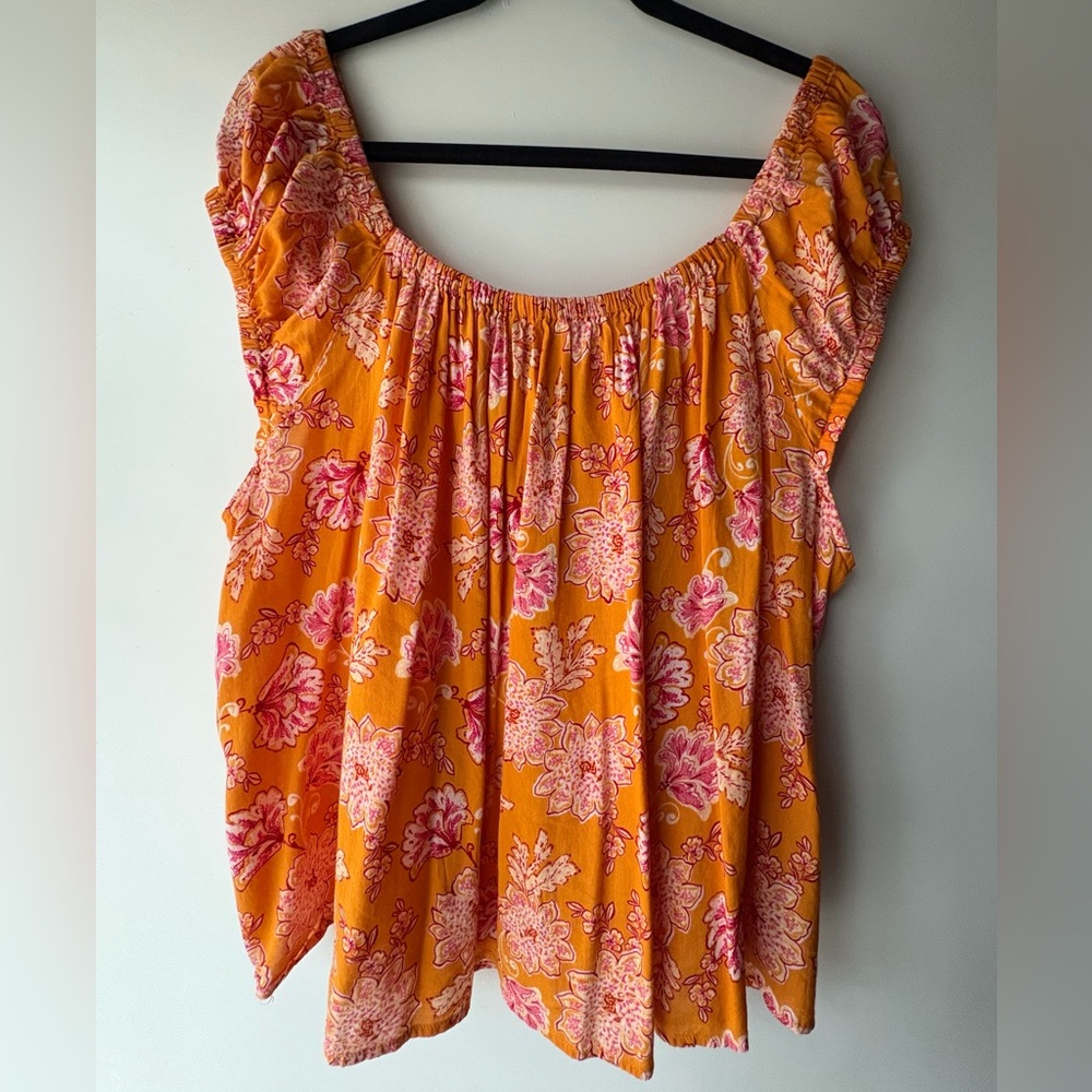 Old Navy Orange and Pink Floral Blouse